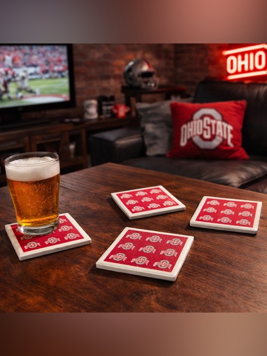 Ohio State Other - Ohio State Buckeyes NCAA Ceramic Coasters Set (4) Felt Back Red Logo Square EUC